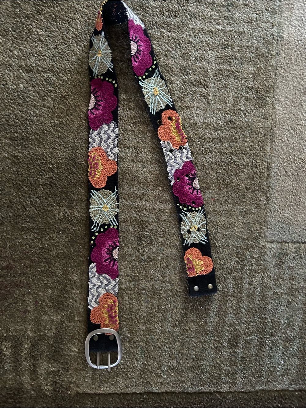 Jenny Krauss Embroidered Floral Black Belt - Women Accessories